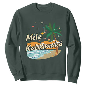 Retro Christmas In July Summer Beach Hawaii Sweatshirt Mele Kalikimaka TS10 Dark Forest Green Print Your Wear