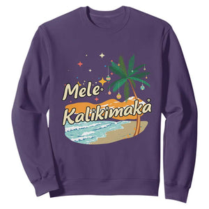 Retro Christmas In July Summer Beach Hawaii Sweatshirt Mele Kalikimaka TS10 Purple Print Your Wear