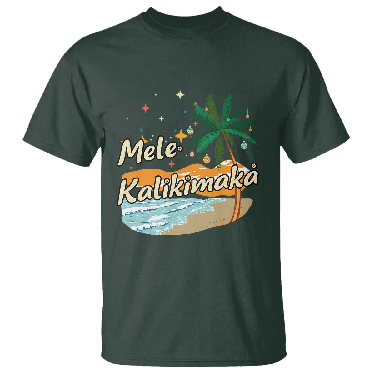 Retro Christmas In July Summer Beach Hawaii T Shirt Mele Kalikimaka TS10 Dark Forest Green Print Your Wear
