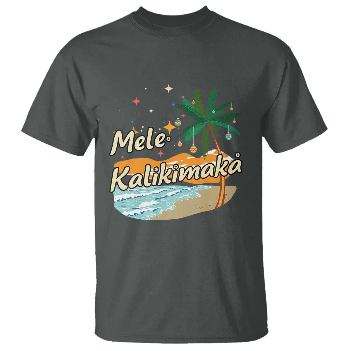 Retro Christmas In July Summer Beach Hawaii T Shirt Mele Kalikimaka TS10 Dark Heather Print Your Wear