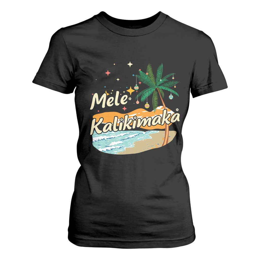 Retro Christmas In July Summer Beach Hawaii T Shirt For Women Mele Kalikimaka TS10 Black Print Your Wear