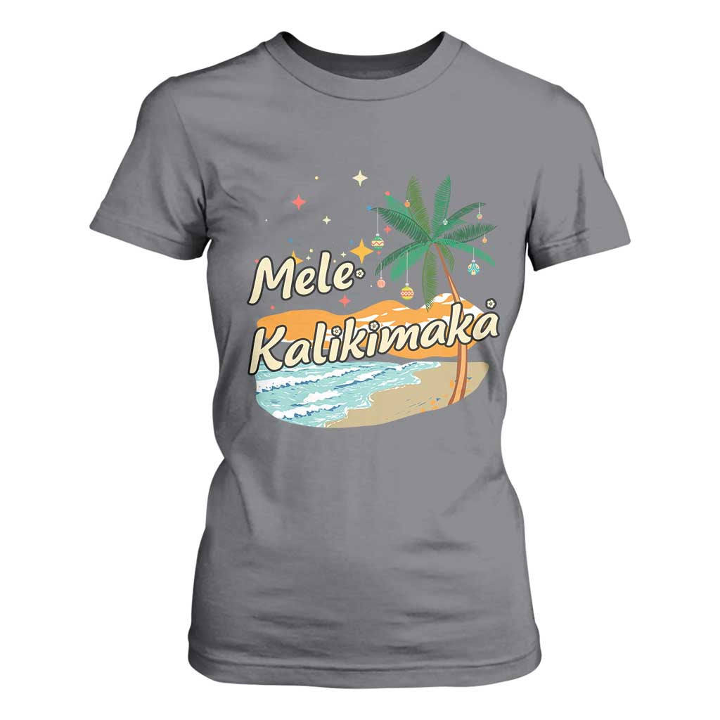 Retro Christmas In July Summer Beach Hawaii T Shirt For Women Mele Kalikimaka TS10 Charcoal Print Your Wear