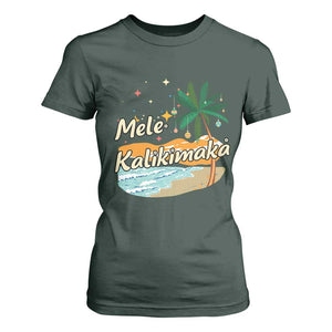 Retro Christmas In July Summer Beach Hawaii T Shirt For Women Mele Kalikimaka TS10 Dark Forest Green Print Your Wear