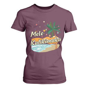 Retro Christmas In July Summer Beach Hawaii T Shirt For Women Mele Kalikimaka TS10 Maroon Print Your Wear