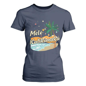 Retro Christmas In July Summer Beach Hawaii T Shirt For Women Mele Kalikimaka TS10 Navy Print Your Wear