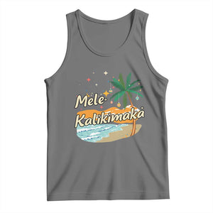 Retro Christmas In July Summer Beach Hawaii Tank Top Mele Kalikimaka TS10 Black Heather Print Your Wear