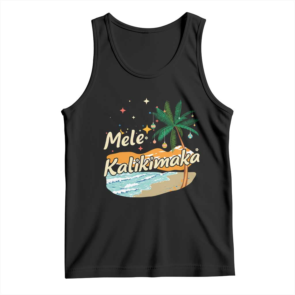 Retro Christmas In July Summer Beach Hawaii Tank Top Mele Kalikimaka TS10 Black Print Your Wear