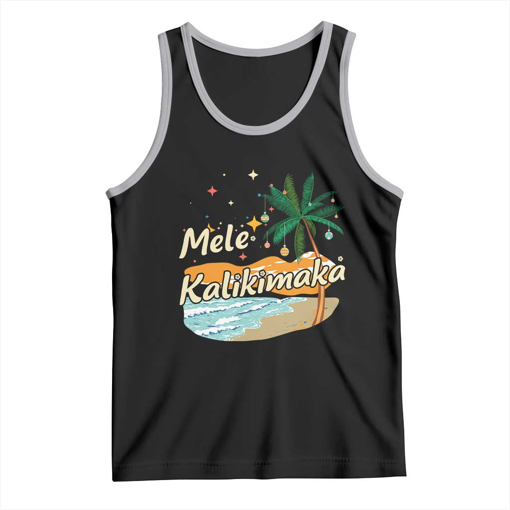 Retro Christmas In July Summer Beach Hawaii Tank Top Mele Kalikimaka TS10 Black Athletic Heather Print Your Wear
