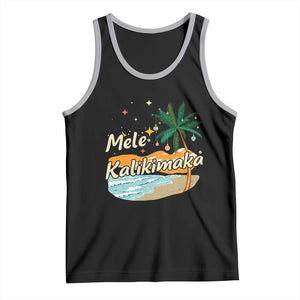 Retro Christmas In July Summer Beach Hawaii Tank Top Mele Kalikimaka TS10 Black Athletic Heather Print Your Wear