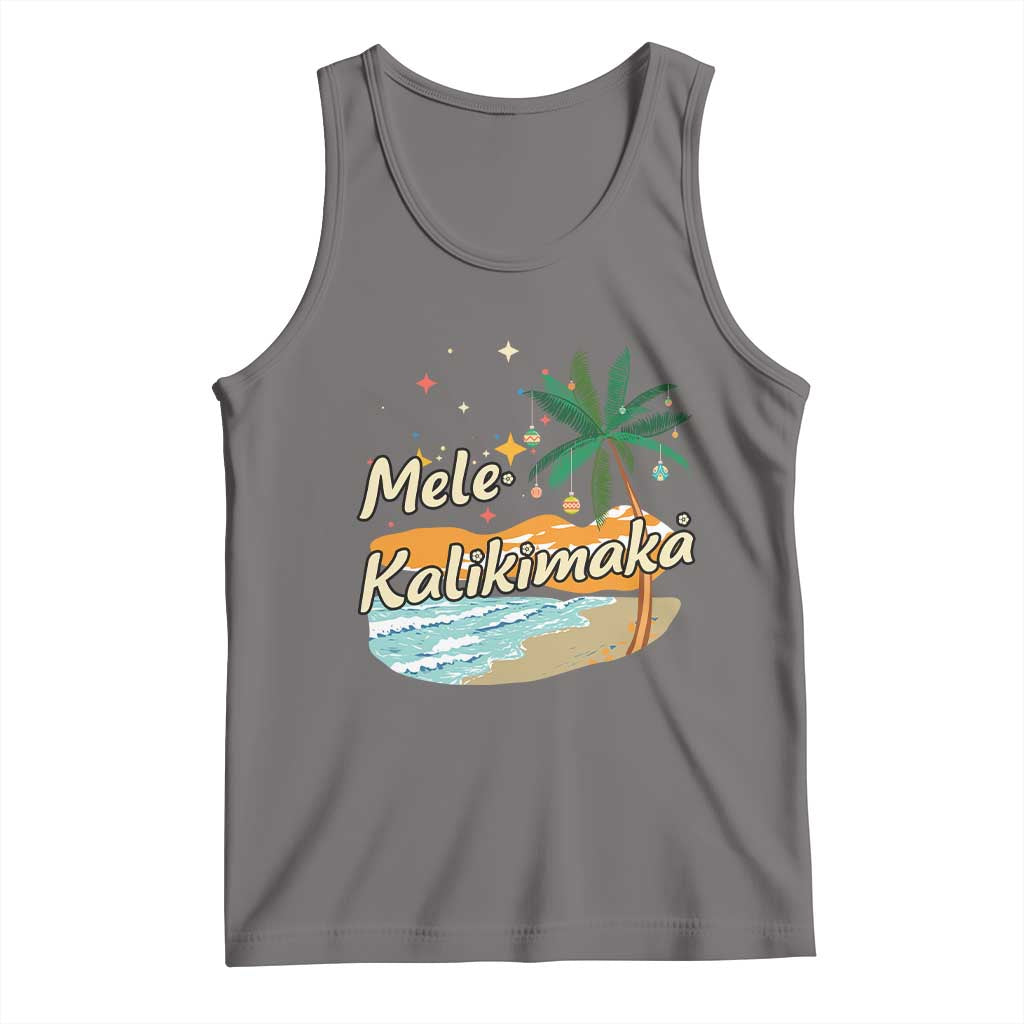 Retro Christmas In July Summer Beach Hawaii Tank Top Mele Kalikimaka TS10 Deep Heather Print Your Wear