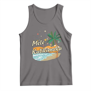 Retro Christmas In July Summer Beach Hawaii Tank Top Mele Kalikimaka TS10 Deep Heather Print Your Wear