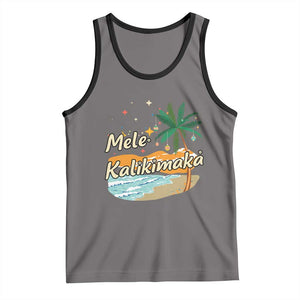Retro Christmas In July Summer Beach Hawaii Tank Top Mele Kalikimaka TS10 Deep Heather Black Print Your Wear
