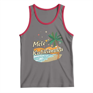 Retro Christmas In July Summer Beach Hawaii Tank Top Mele Kalikimaka TS10 Deep Heather Red Print Your Wear