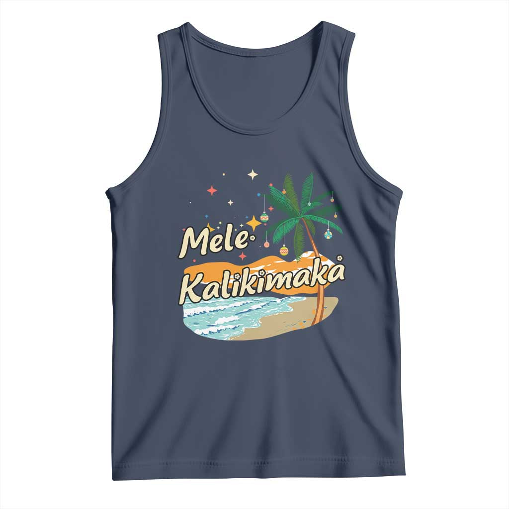 Retro Christmas In July Summer Beach Hawaii Tank Top Mele Kalikimaka TS10 Navy Print Your Wear