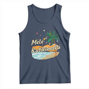 Retro Christmas In July Summer Beach Hawaii Tank Top Mele Kalikimaka TS10 Navy Print Your Wear