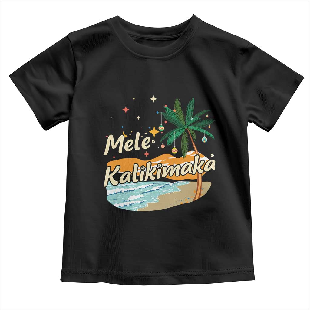 Retro Christmas In July Summer Beach Hawaii Toddler T Shirt Mele Kalikimaka TS10 Black Print Your Wear