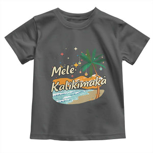 Retro Christmas In July Summer Beach Hawaii Toddler T Shirt Mele Kalikimaka TS10 Dark Heather Print Your Wear