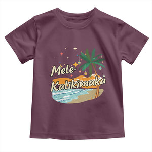 Retro Christmas In July Summer Beach Hawaii Toddler T Shirt Mele Kalikimaka TS10 Maroon Print Your Wear