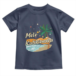 Retro Christmas In July Summer Beach Hawaii Toddler T Shirt Mele Kalikimaka TS10 Navy Print Your Wear