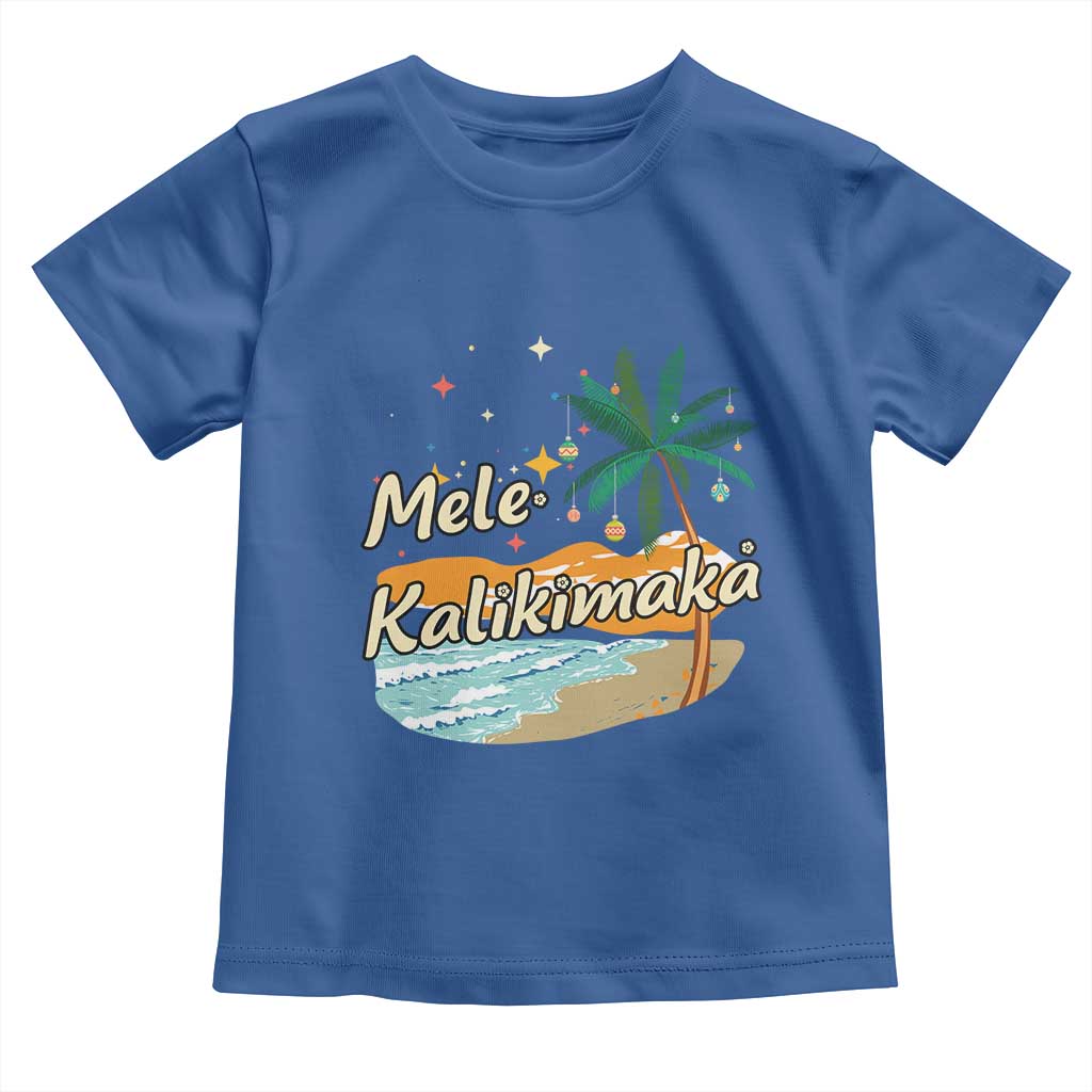 Retro Christmas In July Summer Beach Hawaii Toddler T Shirt Mele Kalikimaka TS10 Royal Blue Print Your Wear