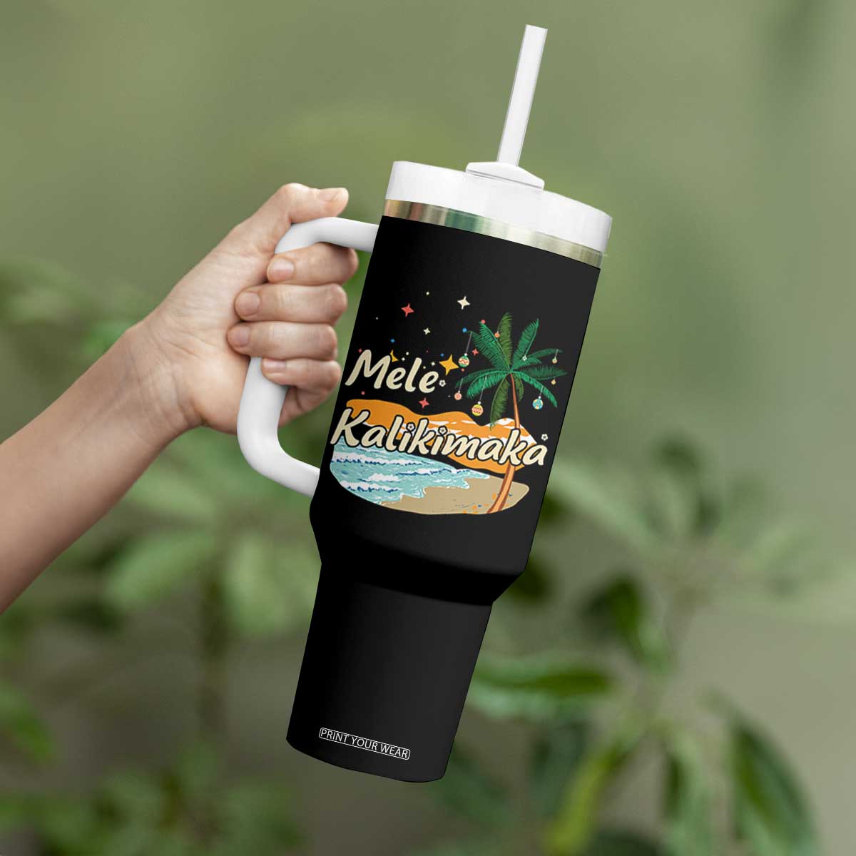 Retro Christmas In July Summer Beach Hawaii Tumbler With Handle Mele Kalikimaka TS10 Print Your Wear
