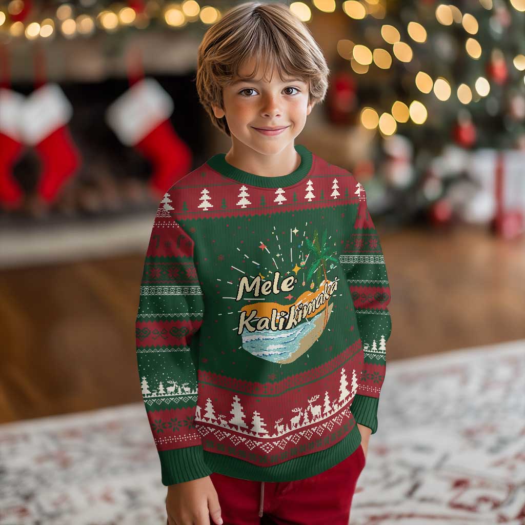Retro Christmas In July Summer Beach Hawaii Knit Sweatshirt Mele Kalikimaka TS10 Christmas Print Your Wear