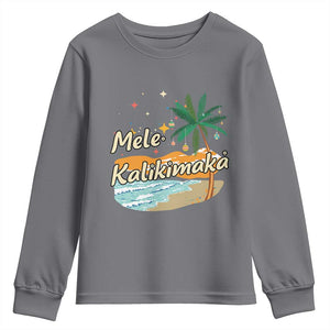 Retro Christmas In July Summer Beach Hawaii Youth Sweatshirt Mele Kalikimaka TS10 Charcoal Print Your Wear