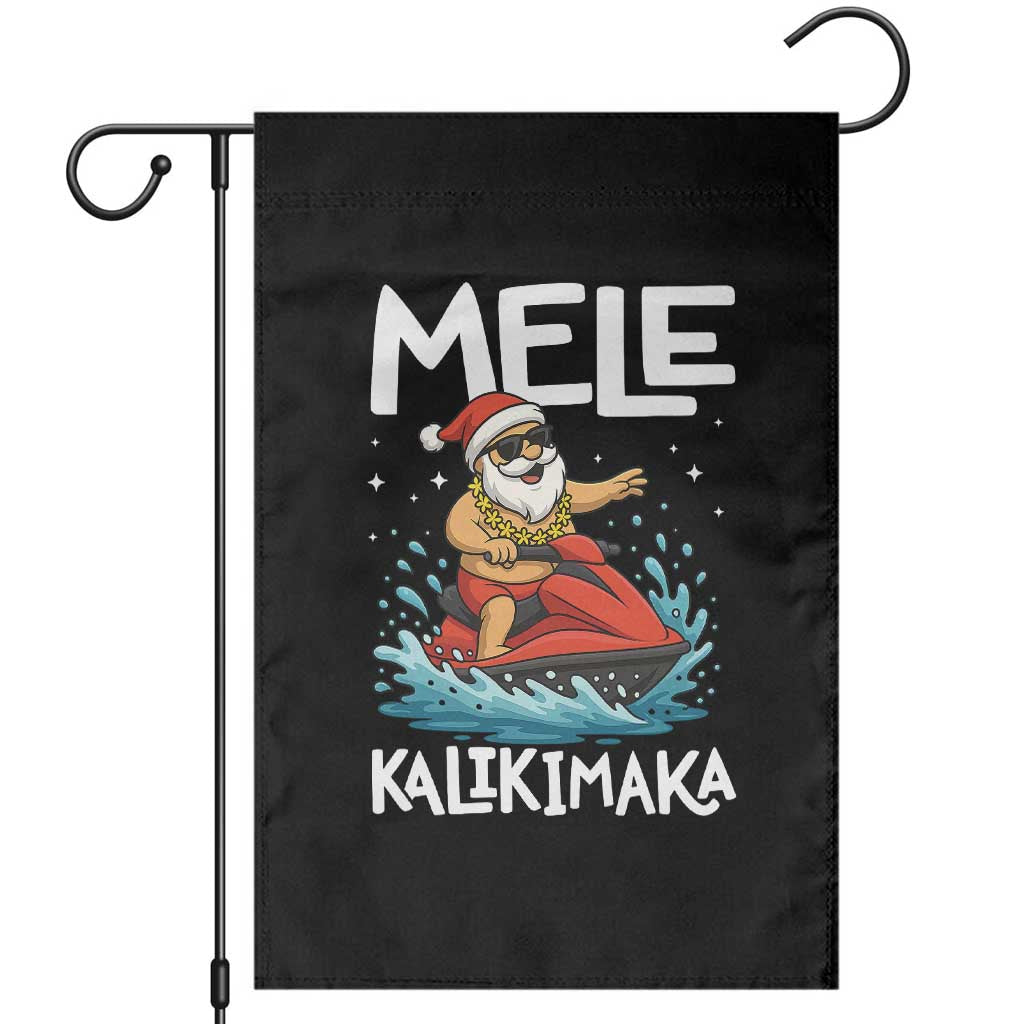 Mele Kalikimaka Hawaiian Christmas Garden Flag Funny Santa Jet Ski Summer Beach Xmas In July TS10 Black Print Your Wear