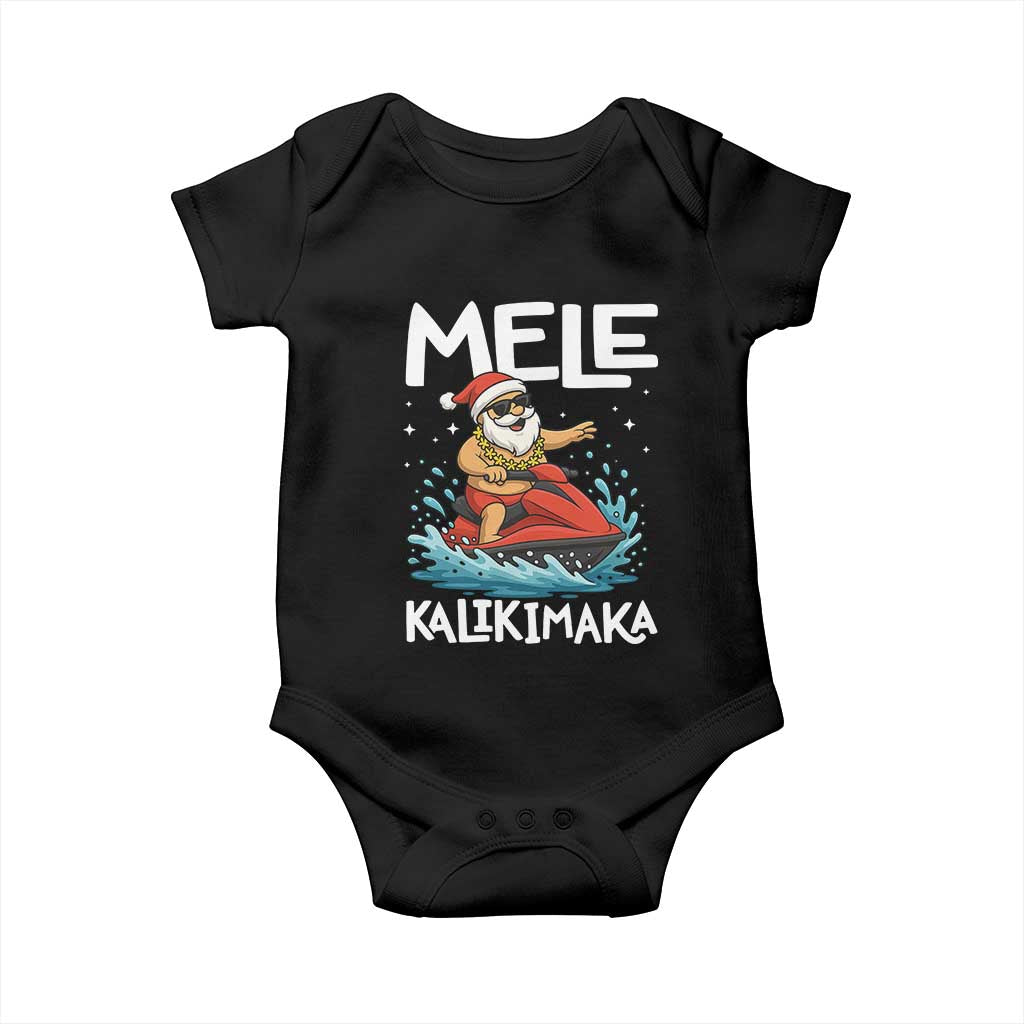 Mele Kalikimaka Hawaiian Christmas Baby Onesie Funny Santa Jet Ski Summer Beach Xmas In July TS10 Black Print Your Wear