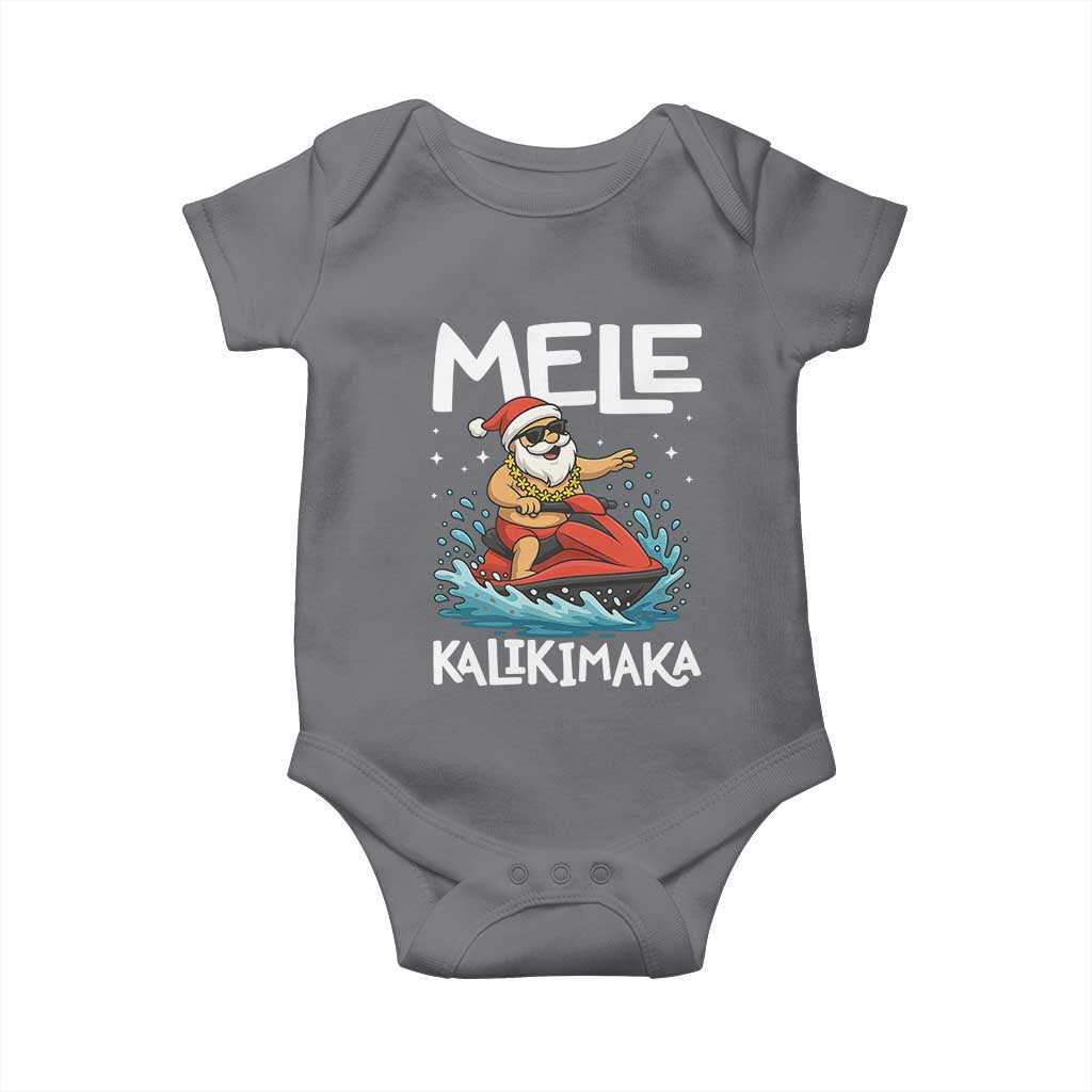 Mele Kalikimaka Hawaiian Christmas Baby Onesie Funny Santa Jet Ski Summer Beach Xmas In July TS10 Charcoal Print Your Wear