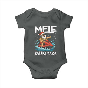 Mele Kalikimaka Hawaiian Christmas Baby Onesie Funny Santa Jet Ski Summer Beach Xmas In July TS10 Dark Heather Print Your Wear
