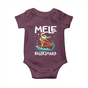Mele Kalikimaka Hawaiian Christmas Baby Onesie Funny Santa Jet Ski Summer Beach Xmas In July TS10 Maroon Print Your Wear