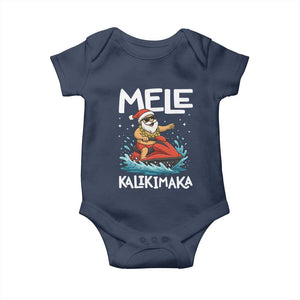 Mele Kalikimaka Hawaiian Christmas Baby Onesie Funny Santa Jet Ski Summer Beach Xmas In July TS10 Navy Print Your Wear