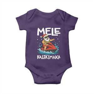 Mele Kalikimaka Hawaiian Christmas Baby Onesie Funny Santa Jet Ski Summer Beach Xmas In July TS10 Purple Print Your Wear