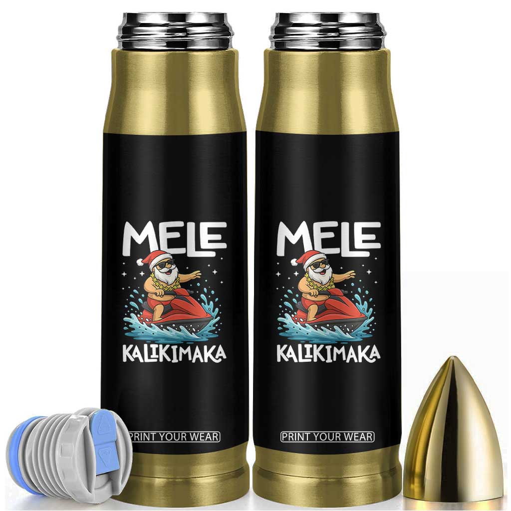 Mele Kalikimaka Hawaiian Christmas Bullet Tumbler Funny Santa Jet Ski Summer Beach Xmas In July TS10 Black Print Your Wear