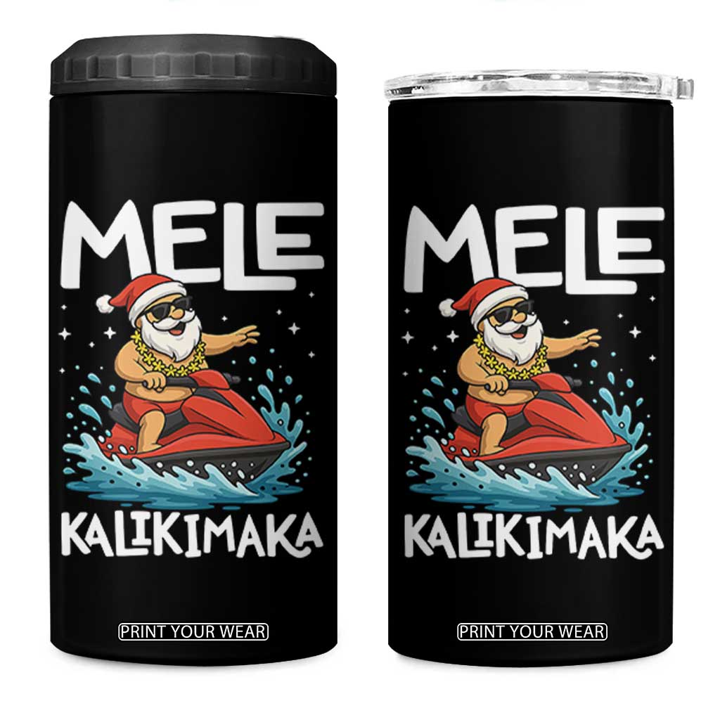 Mele Kalikimaka Hawaiian Christmas 4 in 1 Can Cooler Tumbler Funny Santa Jet Ski Summer Beach Xmas In July TS10 One Size: 16 oz Black Print Your Wear