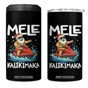 Mele Kalikimaka Hawaiian Christmas 4 in 1 Can Cooler Tumbler Funny Santa Jet Ski Summer Beach Xmas In July TS10 One Size: 16 oz Black Print Your Wear