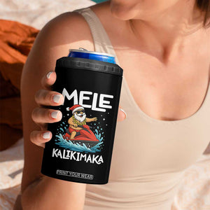 Mele Kalikimaka Hawaiian Christmas 4 in 1 Can Cooler Tumbler Funny Santa Jet Ski Summer Beach Xmas In July TS10 Print Your Wear