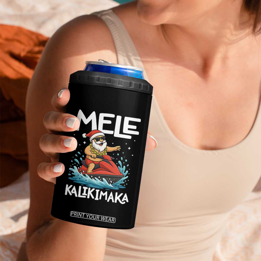 Mele Kalikimaka Hawaiian Christmas 4 in 1 Can Cooler Tumbler Funny Santa Jet Ski Summer Beach Xmas In July TS10 Print Your Wear