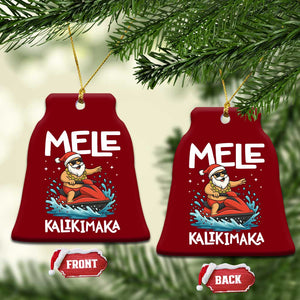 Mele Kalikimaka Hawaiian Xmas Ceramic Ornament Funny Santa Jet Ski Summer Beach Xmas In July TS10 Print Your Wear