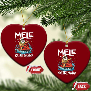 Mele Kalikimaka Hawaiian Xmas Ceramic Ornament Funny Santa Jet Ski Summer Beach Xmas In July TS10 Print Your Wear