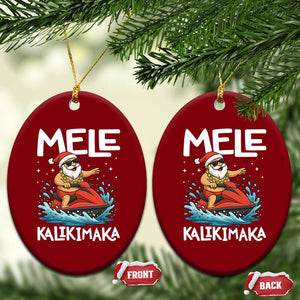 Mele Kalikimaka Hawaiian Xmas Ceramic Ornament Funny Santa Jet Ski Summer Beach Xmas In July TS10 Print Your Wear