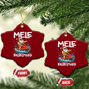 Mele Kalikimaka Hawaiian Xmas Ceramic Ornament Funny Santa Jet Ski Summer Beach Xmas In July TS10 Print Your Wear