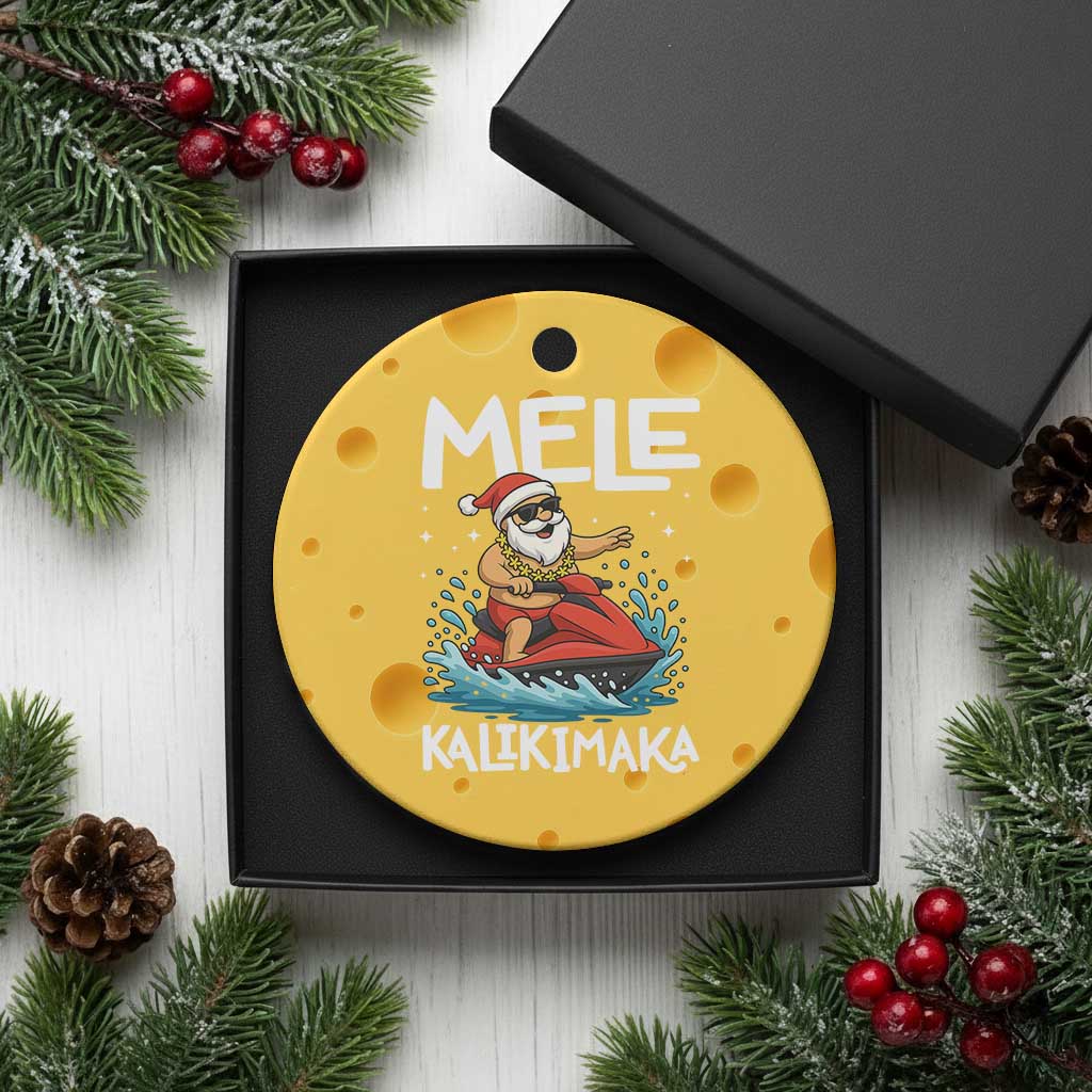 Mele Kalikimaka Hawaiian Xmas Ceramic Ornament Funny Santa Jet Ski Summer Beach Xmas In July TS10 1pc Yellow Cheese Print Your Wear