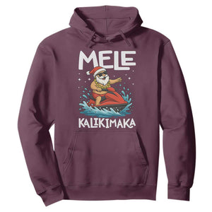 Mele Kalikimaka Hawaiian Christmas Hoodie Funny Santa Jet Ski Summer Beach Xmas In July TS10 Maroon Print Your Wear