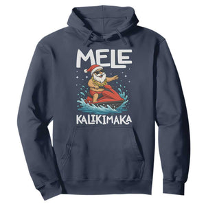 Mele Kalikimaka Hawaiian Christmas Hoodie Funny Santa Jet Ski Summer Beach Xmas In July TS10 Navy Print Your Wear