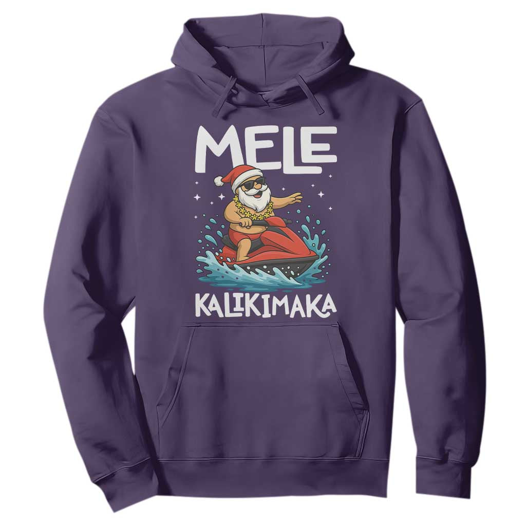 Mele Kalikimaka Hawaiian Christmas Hoodie Funny Santa Jet Ski Summer Beach Xmas In July TS10 Purple Print Your Wear