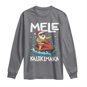 Mele Kalikimaka Hawaiian Christmas Long Sleeve Shirt Funny Santa Jet Ski Summer Beach Xmas In July TS10 Charcoal Print Your Wear