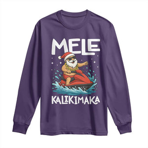 Mele Kalikimaka Hawaiian Christmas Long Sleeve Shirt Funny Santa Jet Ski Summer Beach Xmas In July TS10 Purple Print Your Wear