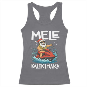 Mele Kalikimaka Hawaiian Christmas Racerback Tank Top Funny Santa Jet Ski Summer Beach Xmas In July TS10 Charcoal Print Your Wear
